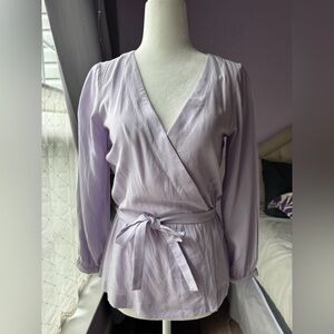 J. Crew Mercantile Long-Sleeve Lavender Wrap Style Top